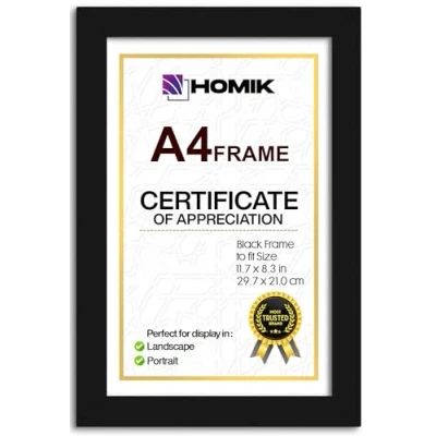 Afbeelding van HOMIK A4 Fotolijsten lijst met veiligheidsglas &quot;Glas&quot; Fotolijst houder Home Décor Ideaal voor geschenken en wandkleden