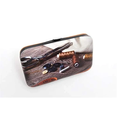 Afbeelding van Kleiber 93020 Naai etui Schneider naaiset voor op reis, stof/metaal, bruin, 12 x 7 1,5 cm