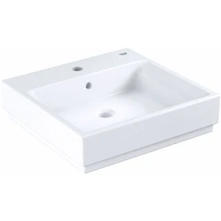 Afbeelding van Grohe cube ceramics wastafel wand 1x waskom kraangat midden overloop keramiek antibacterieel 500 x 490 125mm bxdxh wit 3947400h