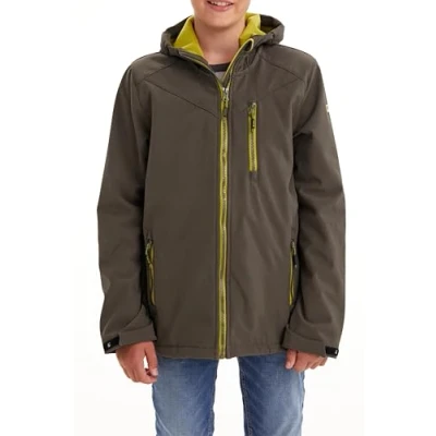 Afbeelding van killtec Boy&#039;s Softshelljack met capuchon Boys Softshelljacke, green anthra, 140, 37768 000