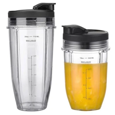 Afbeelding van Vervanging 18oz 24oz Blender Cup voor Ninja Auto iQ BL450C BL451C BL481C BN751C BN750C BN801 BN801C BN400C Nutri Keukenmachine SS101C SS150C SS151C SS351C met Onderdelen Deksels (2