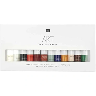 Afbeelding van Rico Design Art Kunstenaarsset acrylverf grondverf 12 kleuren van elk ml tubes schilderverf voor beginners, professionele kunstenaars, kinderen en volwassenen