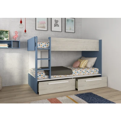 Afbeelding van Jules stapelbed met twee lades 90x200 Blauw