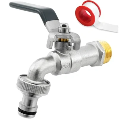 Afbeelding van SHYNE Premium 3/4 inch kraan van messing, roest en vorstbestendig, inclusief slangaansluiting + PTFE band, e book, voor tuin, wasmachine, regenton