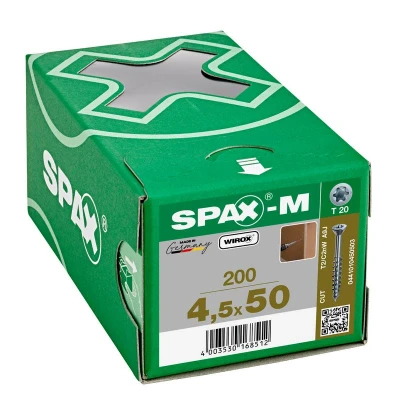 Afbeelding van Spax m MDF spaanplaatschroeven met boorpunt verzinkt T Star T20 deeldraad 4.5x50mm (per 200 stuks)