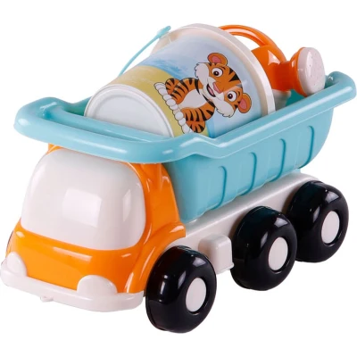Afbeelding van Cavallino Toys Strand Kiepwagen met Emmerset Blauw, 5dlg.