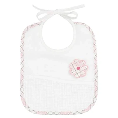 Afbeelding van FILET 2230ROSE slabbetje van zachte badstof 100% katoen met zak Aida stof om te borduren kruissteek, kleur wit