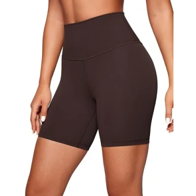 Afbeelding van CRZ Yoga Dames Butterluxe Short 6&#039;&#039; Hoge Taille Workout Gym Leggings Hardlopen Spandex Biker Shorts Hot Fudge Bruin L