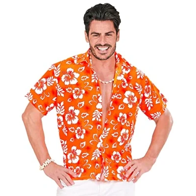Afbeelding van &quot;Hawaïaanse oranje blouse voor mannen Verkleedkleding M/L&quot;