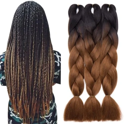 Afbeelding van Tess Vlechten Extensions, Jumbo Kanekalon Kunsthaar om in te Box Haarverlenging Vlecht 100g/Bundle #22 Bruin/Zwart 60 cm (1 stuk)