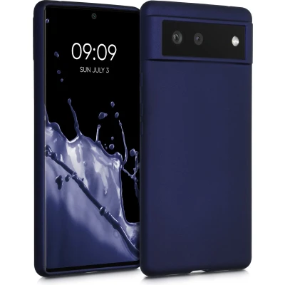 Afbeelding van kwmobile telefoonhoesje geschikt voor Google Pixel 6 Hoesje smartphone Back cover in metallic blauw