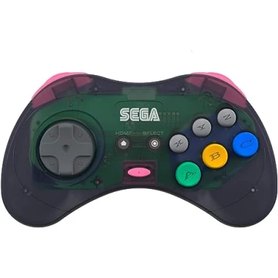 Afbeelding van Retro Bit Official Sega Saturn 2.4Ghz Wireless Arcade Pad for Mega Drive MINI Console, PC, Switch, macOS, Playstation 3, Steam, RetroPie, Raspberry Pi (Slate Grey)