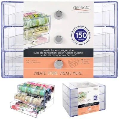Afbeelding van Deflecto Washi Tape Organizer Met 3 Laden, Doorzichtig