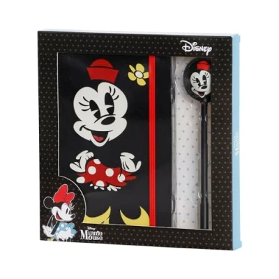 Afbeelding van Minnie Mouse Face Gift Box met dagboek en modieuze balpen, roze, 22,9 x 23,7 cm