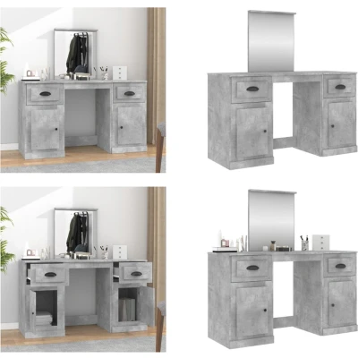 Afbeelding van Make up tafel Met Spiegel 130X50X132,5 Cm Sonoma Eikenkleurig Betongrijs
