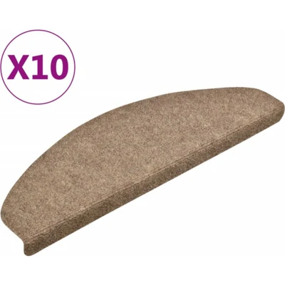 Afbeelding van vidaXL Trapmatten zelfklevend 10 st 65x21x4 cm naaldvilt crèmekleurig