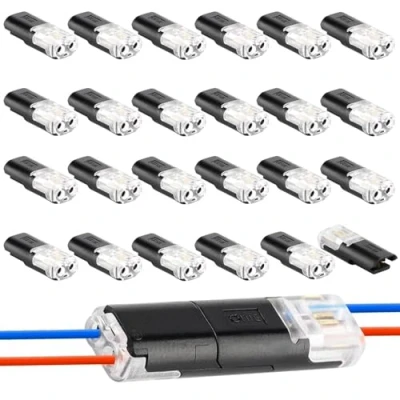 Afbeelding van 24 stuks 2 polige kabelconnectoren stekkers, autostekker, steekverbinding, 18 AWG draad snelsplit connector, kabel krimpaansluiting, waterdichte kabelverbinders (24)