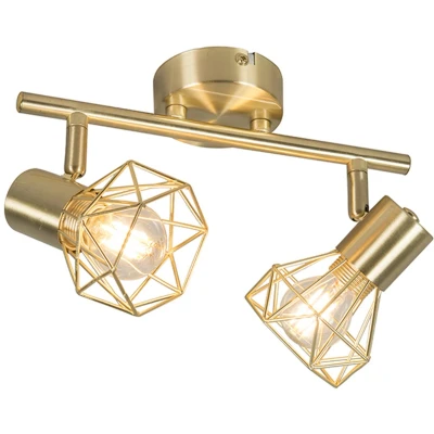Afbeelding van QAZQA Art deco spot messing draai en kantelbaar 2 lichts Mosh