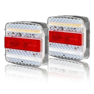 Afbeelding van AOHEWEI 12/24V led achteraanhangwagenverlichting, 2 stuks aanhanger achterlichten, rempositielamp Dynamische richtingaanwijzer Reflector voor RV Caravan Trekker Truck Van Vrachtwagen E mark
