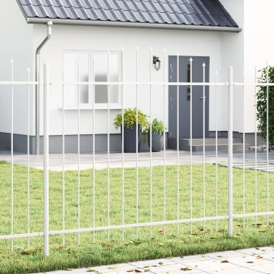 Afbeelding van vidaXL Tuinhek met Hoepeltop Wit 8,5x1,5 m Staal