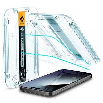Afbeelding van 2 Pack Screenprotectors Apple iPhone 15 Pro: Spigen GLAStR Fit Duo + Applicator