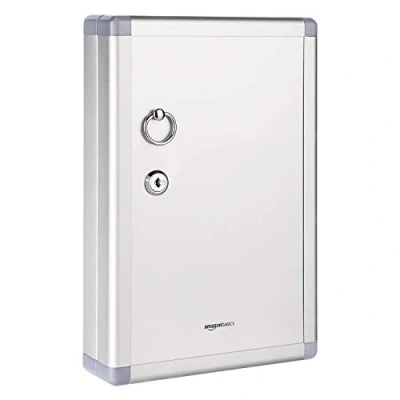 Afbeelding van Amazon Basics Sleutelkast, voor 24 sleutels, afsluitbare box, rechthoekig, 6,1 x 21,59 31,75 cm, zilver