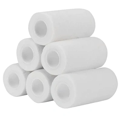 Afbeelding van Sagafly 6 Rollen Zelfklevend Verband Paarden 10cm x 4.5m Huisdierverband Fixeerverband Pleisterrol Elastisch Voor Sport Pols Enkel Honden kat (wit)