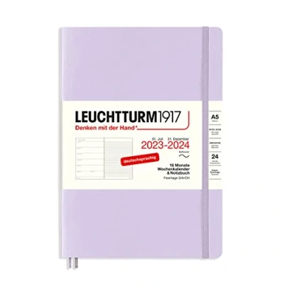 Afbeelding van LEUCHTTURM1917 367857 weekkalender &amp; notitieboek softcover medium (A5) 2024, 18 maanden, lila, Duits
