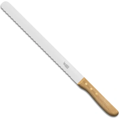 Afbeelding van Robert Herder Brisketmes Broodmes RVS met Golf Lemmet 31.5 cm Heft Eikenhout