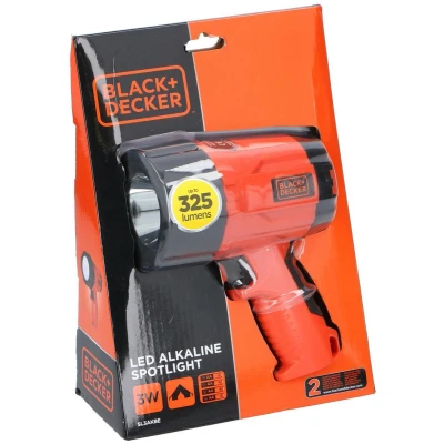 Afbeelding van BLACK+DECKER Zaklamp Led 3 Watt 375 Lumen Zwart/oranje