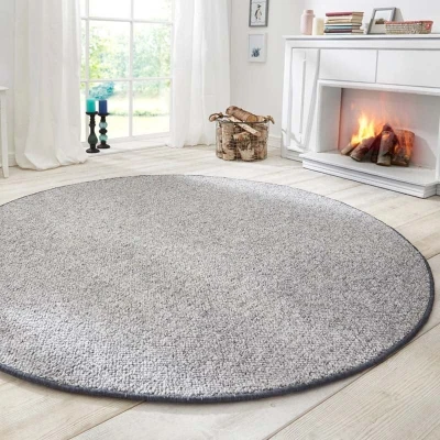 Afbeelding van Rond Vloerkleed Wol optiek Grijs 133 Cm