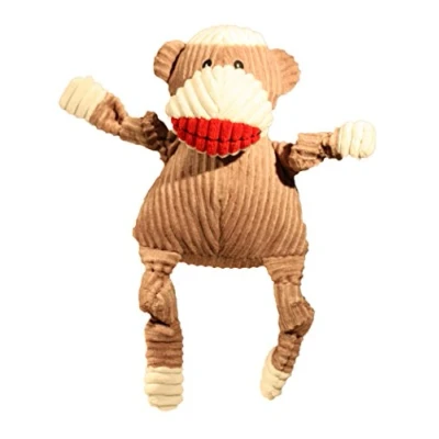 Afbeelding van HuggleHounds 10523 Pluche Corduroy Duurzaam Sok Aap Knottie Toy, Groot