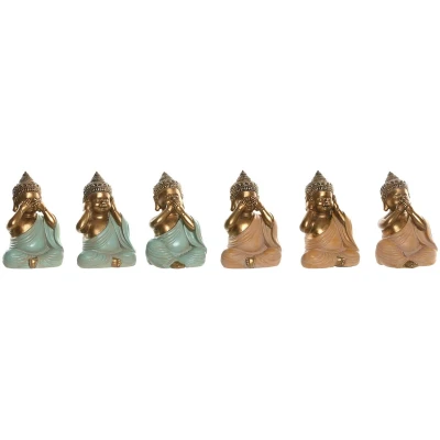 Afbeelding van Decoratieve figuren Home ESPRIT Groen Roze Gouden Boeddha Orientaals 11 x 9 17 cm (6 Stuks)