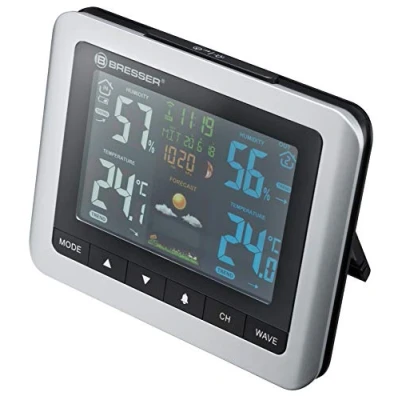 Afbeelding van Bresser 7007510 Draadloos weerstation met buitensensor, MeteoTemp WTMmitbinnen en buitenthermometer, hygrometer, luchtdruk, maanfasen weersvoorspelling, grijs