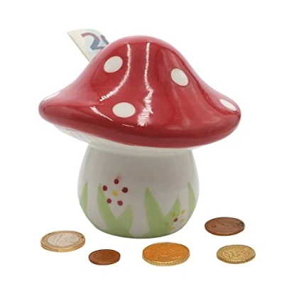 Afbeelding van Dekohelden24 Keramische spaarpot als paddenstoel, vliegenschimmel, spar, saving box, H/Ø: ca. 12 x cm, cm
