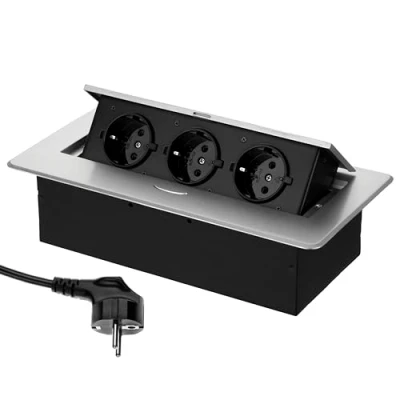 Afbeelding van Intrekbaar stopcontact aluminium spuitgieten met zachte opening klaar voor aansluiting een slagvaste 3 m kabel
