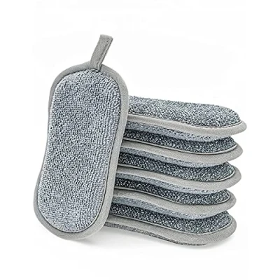 Afbeelding van 6 pack herbruikbare afwasspons, niet kras, dubbelzijdige keuken en badkamerreinigingsproducten, 10 x 8 cm milieuvriendelijke, duurzame vaat multifunctionele pads reinigers