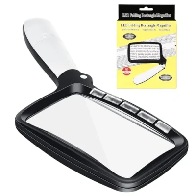 Afbeelding van Opvouwbare leesloep, magnifying glas met licht, 3 voudige slagloep, 5 led loep, 2 dimmodi, loep voor senioren, lezen, inspectie, handwerk, horlogemakers, munten, postzegels, antiek sieraad