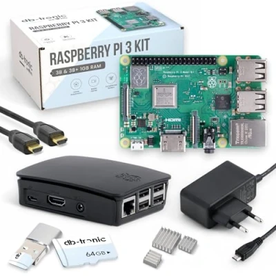 Afbeelding van db tronic Raspberry Pi 3 B+ Starter Set met Voeding Behuizing 64GB SD kaart 1m HDMI kabel 1GB RAM
