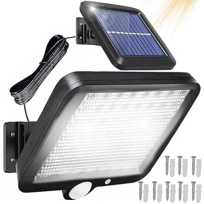 Afbeelding van Retoo Lampen op zonne energie voor buiten met bewegingsmelder, 108 leds, verbeterd nieuw model buitenlamp tuin, verlichting buiten, Ichdeal terras, veranda,