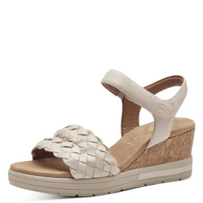 Afbeelding van Tamaris Sandalen met plateauzool, Dames, Maat: 38, Ivory nappa Leer