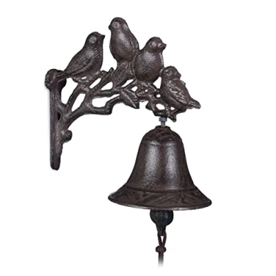 Afbeelding van Relaxdays deurbel gietijzer vogels tuinbel wandbel bel klok vintage tuindecoratie