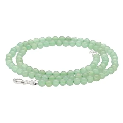 Afbeelding van Lebensquelle Plus Edelsteen kogelketting + 925 zilveren sluiting, Ø 4 mm kogels, karabijnsluiting, 45 cm lang, hoogwaardige ketting, Roestvrij staal