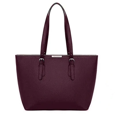 Afbeelding van David Jones Dames Grote Tote Handtas Groot Schoudertas Shopper PU Leer Draagtas Boodschappentas Schooltas Werktas Businesstas Laptoptas Vrouwen Meisje Bordeaux Rood