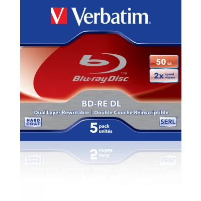 Afbeelding van BD RE 50GB VERBATIM Blu Ray Rewritable 2x Speed Jewelcase 5 stuks