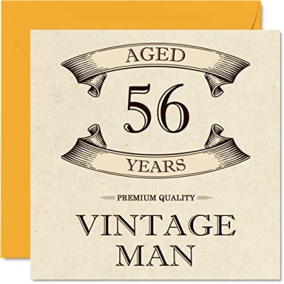Afbeelding van Vintage 56e verjaardagskaarten voor mannen leeftijd 56 jaar leuke verjaardagskaart collega vader echtgenoot vriend oom broer vriend, 145 mm x wenskaarten,