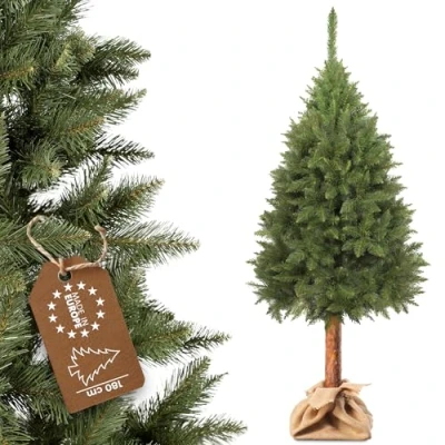 Afbeelding van KADAX Kerstboom, kunstkerstboom 180 cm van PVC kunststof, sparren met stam, Ø ca. 80 boom 30 takken en 9 boomkronen, dennenboom, kerstboom (elfhoed cm)