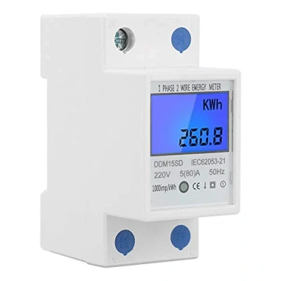 Afbeelding van Elektrische Digitale Meter Thuis Energiemeter Eenfase Din Rail Type Kwh LCD Kilowattuur Backlight