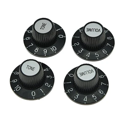 Afbeelding van Dopro 4Pcs Zwart Met Zilver Cap LP Metrische Gitaar Heks Hoed Knoppen Top Hat Voor SG Epiphone Les Paul
