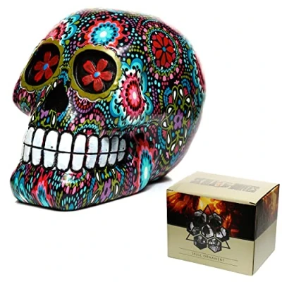 Afbeelding van Dia de los Muertos Mexicaans Doodshoofd Bloemen Woonaccessoire